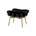 Conjunto Decorativo Poltrona e Puff Abel Base de Madeira Dourada Veludo Preto G41 - Gran Belo