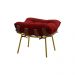 Conjunto Decorativo Poltrona e Puff Abel Base de Madeira Dourada Veludo Vermelho G41 - Gran Belo