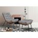 Conjunto Decorativo Poltrona e Puff Abel Base de Madeira Preto Linho Cinza G41 - Gran Belo