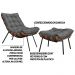 Conjunto Decorativo Poltrona e Puff Abel Base de Madeira Preto Linho Grafite G41 - Gran Belo