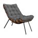 Conjunto Decorativo Poltrona e Puff Abel Base de Madeira Preto Linho Grafite G41 - Gran Belo