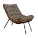 Conjunto Decorativo Poltrona e Puff Abel Base de Madeira Preto Linho Marrom G41 - Gran Belo