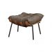 Conjunto Decorativo Poltrona e Puff Abel Base de Madeira Preto Linho Marrom G41 - Gran Belo