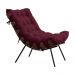 Conjunto Decorativo Poltrona e Puff Abel Base de Madeira Preto Suede Bordô G41 - Gran Belo