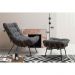 Conjunto Decorativo Poltrona e Puff Abel Base de Madeira Preto Suede Cinza G41 - Gran Belo