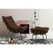 Conjunto Decorativo Poltrona e Puff Abel Base de Madeira Preto Suede Marrom G41 - Gran Belo