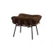 Conjunto Decorativo Poltrona e Puff Abel Base de Madeira Preto Suede Marrom G41 - Gran Belo