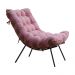 Conjunto Decorativo Poltrona e Puff Abel Base de Madeira Preto Suede Rosa G41 - Gran Belo