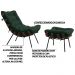 Conjunto Decorativo Poltrona e Puff Abel Base de Madeira Preto Suede Verde G41 - Gran Belo