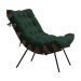 Conjunto Decorativo Poltrona e Puff Abel Base de Madeira Preto Suede Verde G41 - Gran Belo
