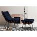 Conjunto Decorativo Poltrona e Puff Abel Base de Madeira Preto Veludo Azul G41 - Gran Belo