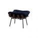 Conjunto Decorativo Poltrona e Puff Abel Base de Madeira Preto Veludo Azul G41 - Gran Belo