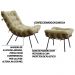Conjunto Decorativo Poltrona e Puff Abel Base de Madeira Preto Veludo Bege G41 - Gran Belo
