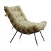 Conjunto Decorativo Poltrona e Puff Abel Base de Madeira Preto Veludo Bege G41 - Gran Belo