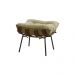 Conjunto Decorativo Poltrona e Puff Abel Base de Madeira Preto Veludo Bege G41 - Gran Belo