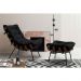 Conjunto Decorativo Poltrona e Puff Abel Base de Madeira Preto Veludo Preto G41 - Gran Belo