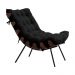 Conjunto Decorativo Poltrona e Puff Abel Base de Madeira Preto Veludo Preto G41 - Gran Belo