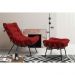 Conjunto Decorativo Poltrona e Puff Abel Base de Madeira Preto Veludo Vermelho G41 - Gran Belo