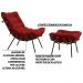 Conjunto Decorativo Poltrona e Puff Abel Base de Madeira Preto Veludo Vermelho G41 - Gran Belo