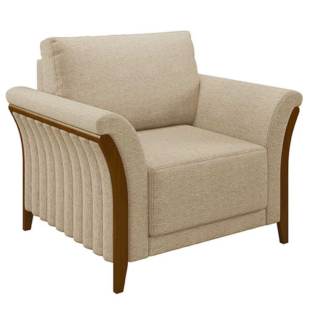Conjunto Decorativo Poltrona e Sofá 222cm Market Linho Bege G45 - Gran Belo