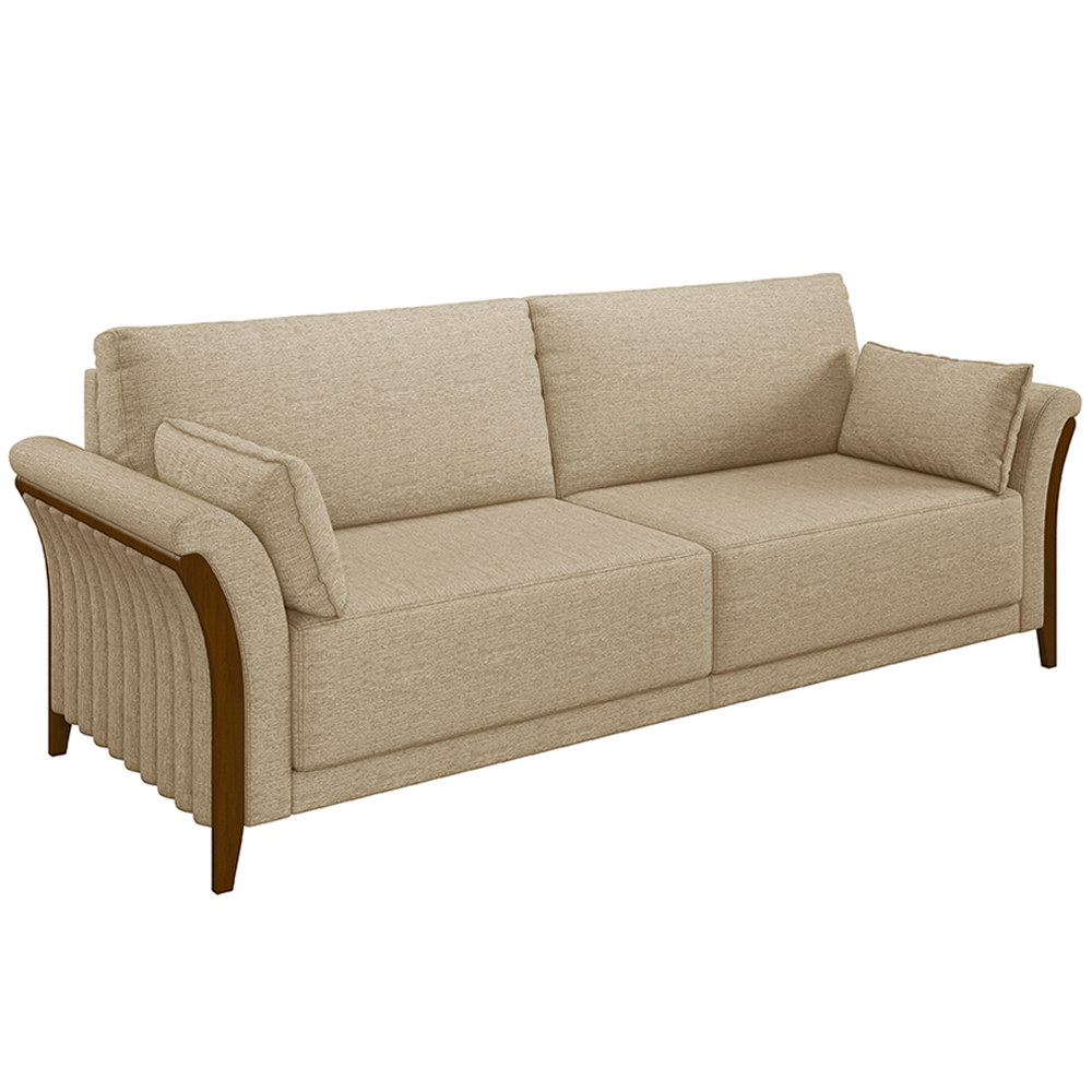 Conjunto Decorativo Poltrona e Sofá 222cm Market Linho Bege G45 - Gran Belo