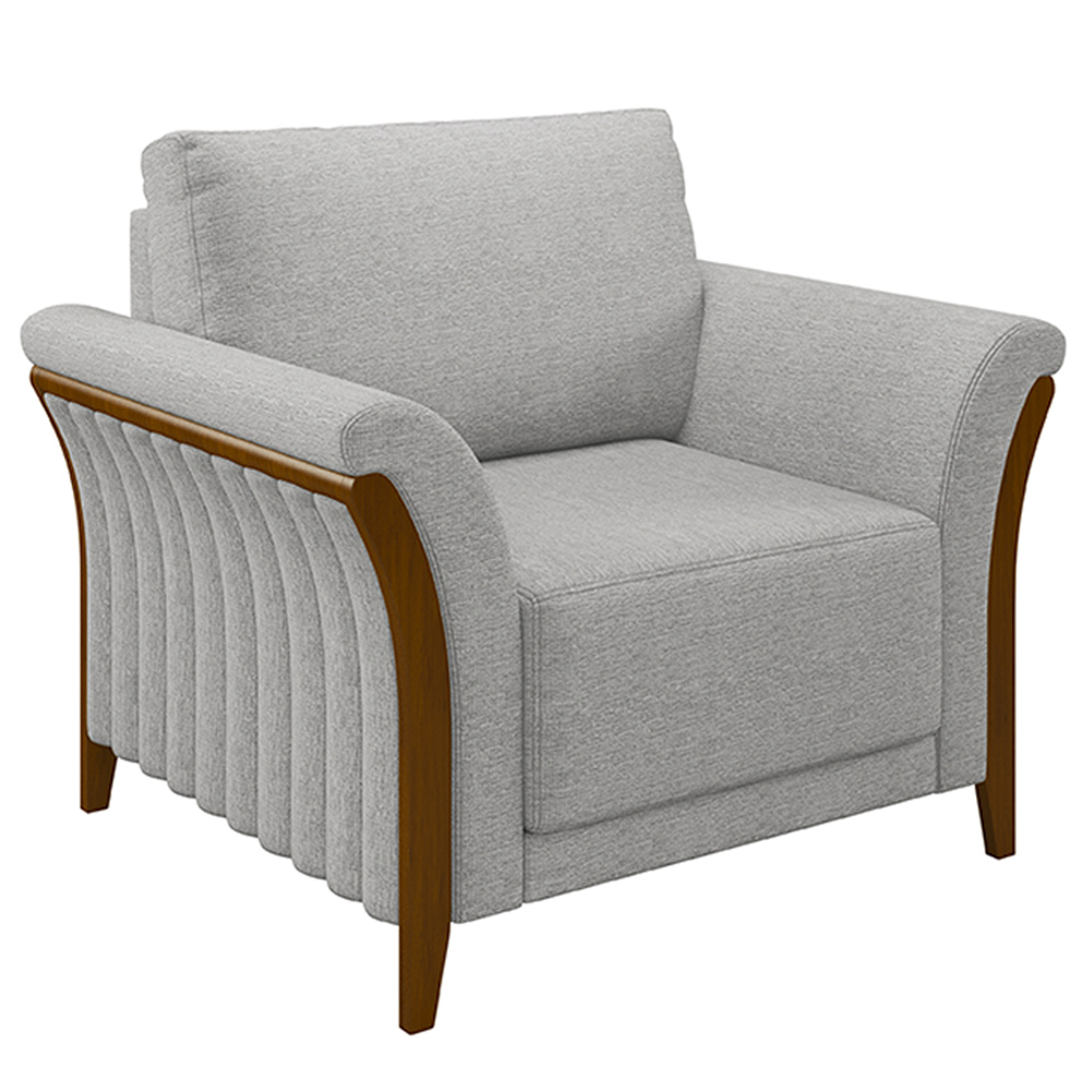 Conjunto Decorativo Poltrona e Sofá 222cm Market Linho Cinza G45 - Gran Belo