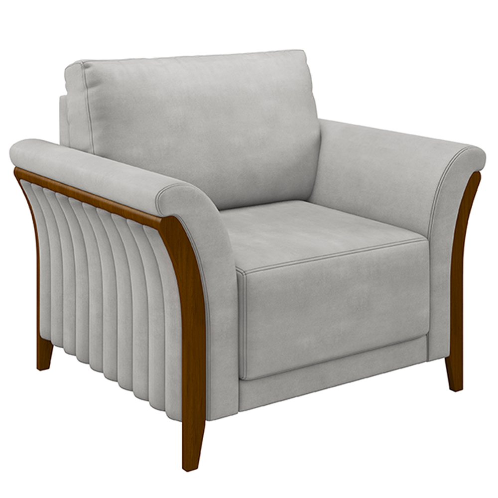 Conjunto Decorativo Poltrona e Sofá 222cm Market Veludo Cinza G45 - Gran Belo