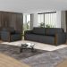 Conjunto Decorativo Poltrona e Sofá 223cm Maceió PU Preto G45 - Gran Belo