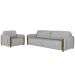 Conjunto Decorativo Poltrona e Sofá 223cm Maceió Veludo Cinza G45 - Gran Belo