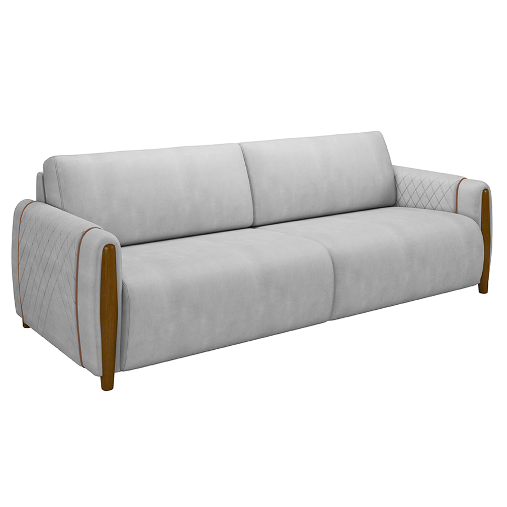 Conjunto Decorativo Poltrona e Sofá 223cm Maceió Veludo Cinza G45 - Gran Belo