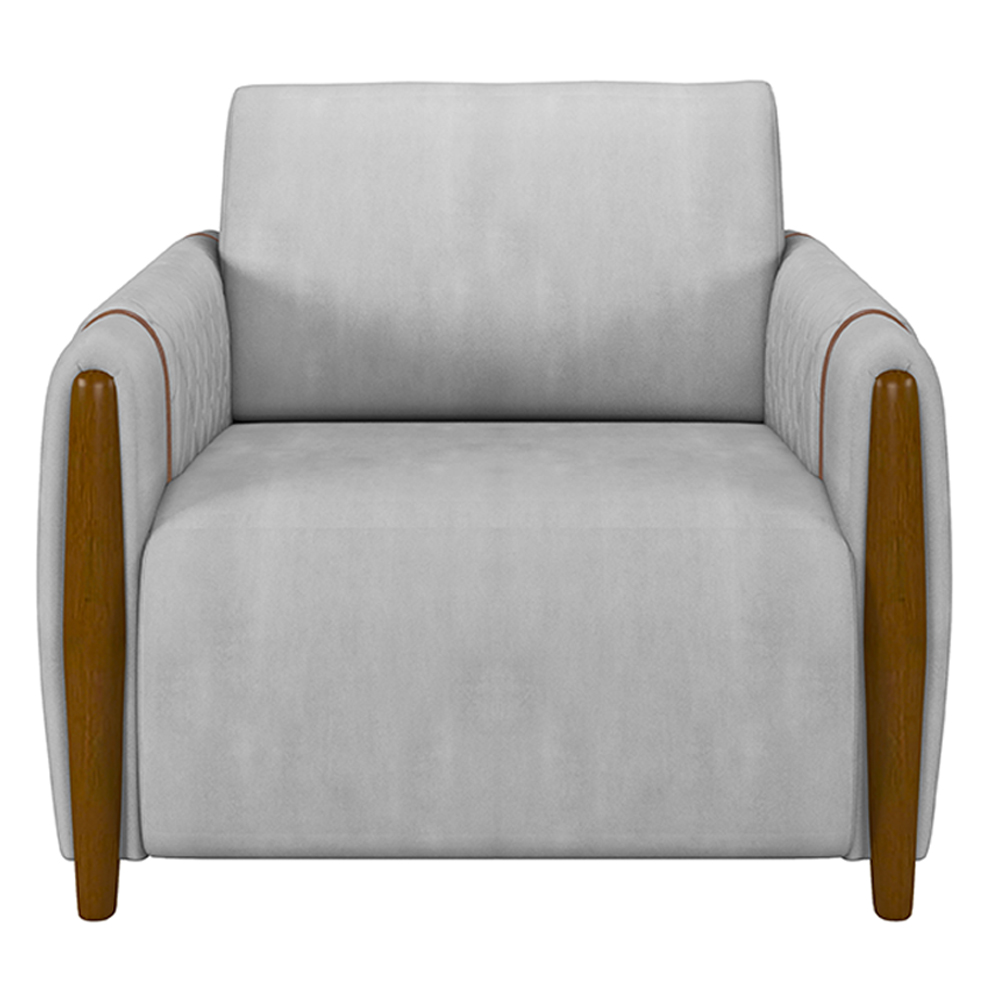 Conjunto Decorativo Poltrona e Sofá 223cm Maceió Veludo Cinza G45 - Gran Belo