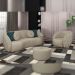 Conjunto Decorativo Sofá 288cm e Poltrona Clarke com Puff Round Linho Bege G45 - Gran Belo