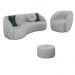 Conjunto Decorativo Sofá 288cm e Poltrona Clarke com Puff Round Linho Cinza G45 - Gran Belo