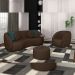 Conjunto Decorativo Sofá 288cm e Poltrona Clarke com Puff Round Pu Marrom G45 - Gran Belo