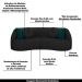 Conjunto Decorativo Sofá 288cm e Poltrona Clarke com Puff Round Pu Preto G45 - Gran Belo