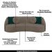 Conjunto Decorativo Sofá 288cm e Poltrona Clarke com Puff Round Veludo Bege G45 - Gran Belo