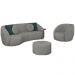 Conjunto Decorativo Sofá 288cm e Poltrona Clarke com Puff Round Veludo Cinza Claro G45 - Gran Belo