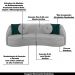 Conjunto Decorativo Sofá 288cm e Poltrona Clarke com Puff Round Veludo Cinza Claro G45 - Gran Belo