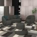 Conjunto Decorativo Sofá 288cm e Poltrona Clarke com Puff Round Veludo Cinza G45 - Gran Belo