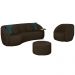 Conjunto Decorativo Sofá 288cm e Poltrona Clarke com Puff Round Veludo Marrom G45 - Gran Belo