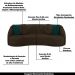 Conjunto Decorativo Sofá 288cm e Poltrona Clarke com Puff Round Veludo Marrom G45 - Gran Belo