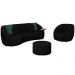 Conjunto Decorativo Sofá 288cm e Poltrona Clarke com Puff Round Veludo Preto G45 - Gran Belo