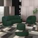 Conjunto Decorativo Sofá 288cm e Poltrona Clarke com Puff Round Veludo Verde G45 - Gran Belo