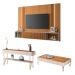 Conjunto Home c/LED, Aparador e Mesa de Centro Rennes MDF/MDP Cinamomo/Off White G26 - Gran Belo