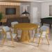 Conjunto Mesa de Jogos Carteado Bellagio Tampo Reversível Verde e 4 Cadeiras Madeira Poker Base Cone Linho Cinza/Mel G42 - Gran Belo
