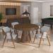 Conjunto Mesa de Jogos Carteado Bellagio Tampo Reversível Verde e 4 Cadeiras Madeira Poker Base Cone Linho Cinza/Nogueira G42 - Gran Belo