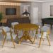 Conjunto Mesa de Jogos Carteado Bellagio Tampo Reversível Verde e 4 Cadeiras Madeira Poker Base Estrela Linho Cinza/Mel G42 - Gran Belo