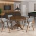 Conjunto Mesa de Jogos Carteado Bellagio Tampo Reversível Verde e 4 Cadeiras Madeira Poker Base Estrela Linho Cinza/Nogueira G42 - Gran Belo