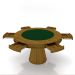 Conjunto Mesa de Jogos Carteado Bellagio Tampo Reversível Verde e 6 Cadeiras Madeira Poker Base Cone Linho Cinza/Mel G42 - Gran Belo
