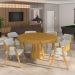 Conjunto Mesa de Jogos Carteado Bellagio Tampo Reversível Verde e 6 Cadeiras Madeira Poker Base Cone Linho Cinza/Mel G42 - Gran Belo
